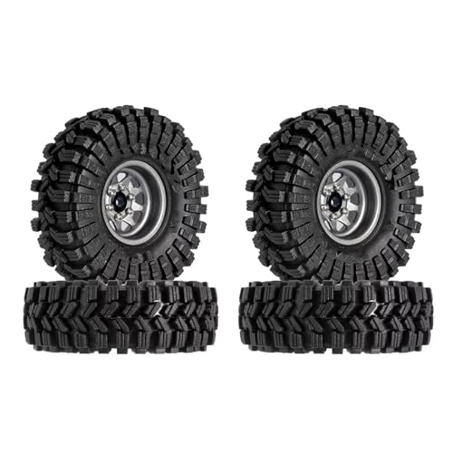 TOQPCZA RC Räder Für Axial Für SCX24 Für FMS Für FCX24 Für TRX4M 1,0 "Beadlock Rad 3,78mm Negative Offset Felgen Reifen Set Für 1/18 1/24 RC Crawler Auto(W1004GL-T1014) von TOQPCZA