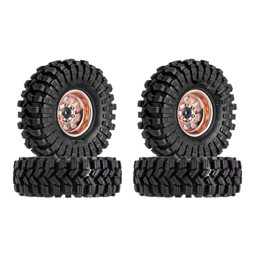 TOQPCZA RC Räder Für Axial Für SCX24 Für FMS Für FCX24 Für TRX4M 1,0 "Beadlock Rad 3,78mm Negative Offset Felgen Reifen Set Für 1/18 1/24 RC Crawler Auto(W1004RO-T1014) von TOQPCZA