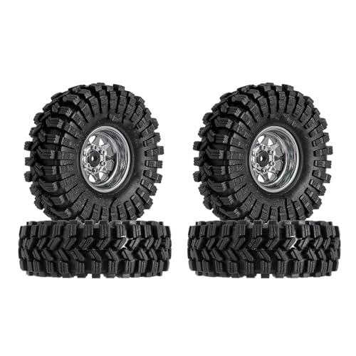 TOQPCZA RC Räder Für Axial Für SCX24 Für FMS Für FCX24 Für TRX4M 1,0 "Beadlock Rad 3,78mm Negative Offset Felgen Reifen Set Für 1/18 1/24 RC Crawler Auto(W1004SR-T1014) von TOQPCZA