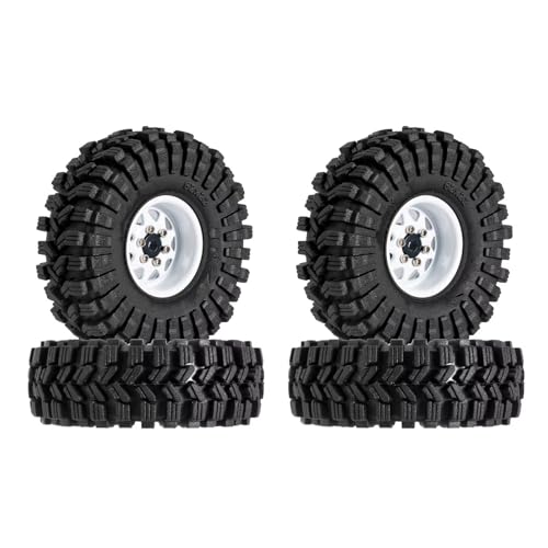 TOQPCZA RC Räder Für Axial Für SCX24 Für FMS Für FCX24 Für TRX4M 1,0 "Beadlock Rad 3,78mm Negative Offset Felgen Reifen Set Für 1/18 1/24 RC Crawler Auto(W1004WH-T1014) von TOQPCZA