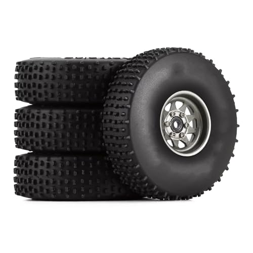 TOQPCZA RC Räder Für Axial Für SCX24 Für Riegel Für JLU Für Gladiator Für AX24 4PCS 65 * 19mm Comp Reifen & 1,0 Zoll Beadlock Felge RC Crawler Auto(Gray) von TOQPCZA
