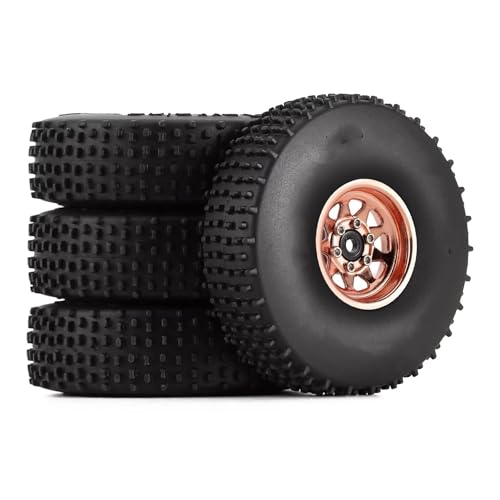 TOQPCZA RC Räder Für Axial Für SCX24 Für Riegel Für JLU Für Gladiator Für AX24 4PCS 65 * 19mm Comp Reifen & 1,0 Zoll Beadlock Felge RC Crawler Auto(Red) von TOQPCZA