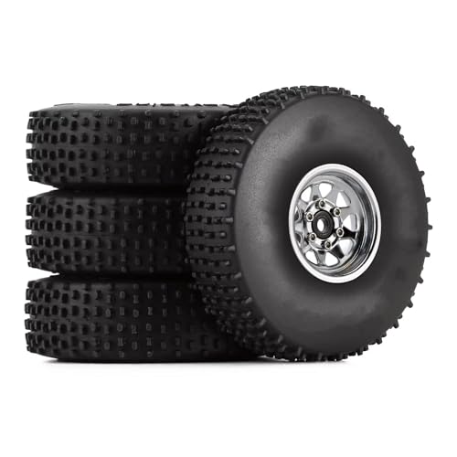 TOQPCZA RC Räder Für Axial Für SCX24 Für Riegel Für JLU Für Gladiator Für AX24 4PCS 65 * 19mm Comp Reifen & 1,0 Zoll Beadlock Felge RC Crawler Auto(Silver) von TOQPCZA