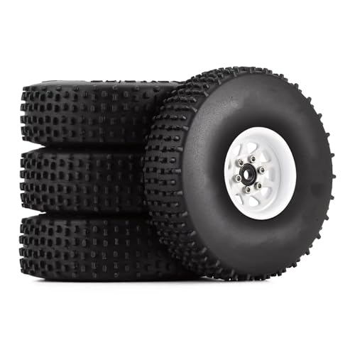 TOQPCZA RC Räder Für Axial Für SCX24 Für Riegel Für JLU Für Gladiator Für AX24 4PCS 65 * 19mm Comp Reifen & 1,0 Zoll Beadlock Felge RC Crawler Auto(White) von TOQPCZA