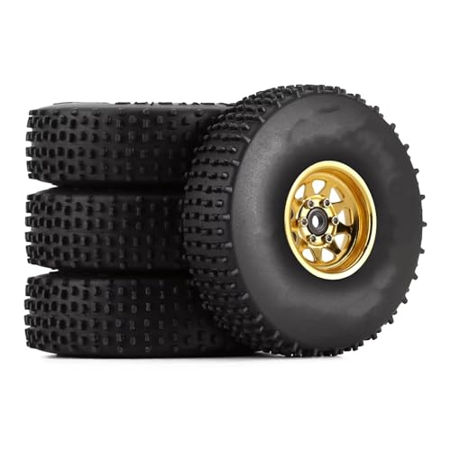TOQPCZA RC Räder Für Axial Für SCX24 Für Riegel Für JLU Für Gladiator Für AX24 4PCS 65 * 19mm Comp Reifen & 1,0 Zoll Beadlock Felge RC Crawler Auto(Yellow) von TOQPCZA