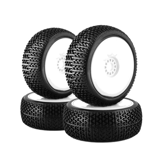 TOQPCZA RC Räder Für HPI Für HSP Für Camper Für Kyosho Für ZD Für Hongnuo 4WD 1/8 RC Für Rennwagen 4 Stück 116 Mm * 45 Mm Off Road Für Buggy-Reifen Rad 17 Mm Sechskantnaben(White) von TOQPCZA