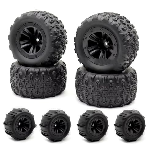 TOQPCZA RC Räder Für SCY 16101 16102 16103 Pro Für MJX Für Hyper Go 14210 16210 1/14 1/16 RC Monster Truck Upgrade 4PCS 85mm 12mm Hex Gummi Reifen Räder(4 Monster Truck tire) von TOQPCZA