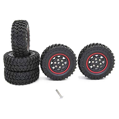 TORR 5 Teiliges Gummi Reifen Reifen Rad Upgrade ZubehöR für XMYKC01CM JIMNY 1/16 RC Crawler Auto Teile, Rot von TORR