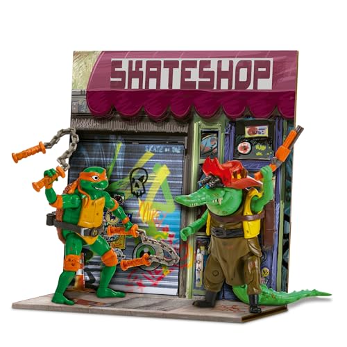 TORTUGAS NINJA - Michelangelo Vs. Leatherhead Movie Face Off 2er Pack Gelenk-Action-Figuren 12 cm Filmfiguren Chaos Mutant Kampfzubehör für Jungen und Mädchen ab 4 Jahren von TORTUGAS NINJA