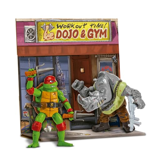 TORTUGAS NINJA - Raphael Vs. Rocksteady Movie Face Off, 2er-Pack, Gelenk-Action-Figuren, 12 cm, Charaktere aus dem Film Mutantes Chaos mit Kampfzubehör, für Jungen und Mädchen ab 4 Jahren von TORTUGAS NINJA