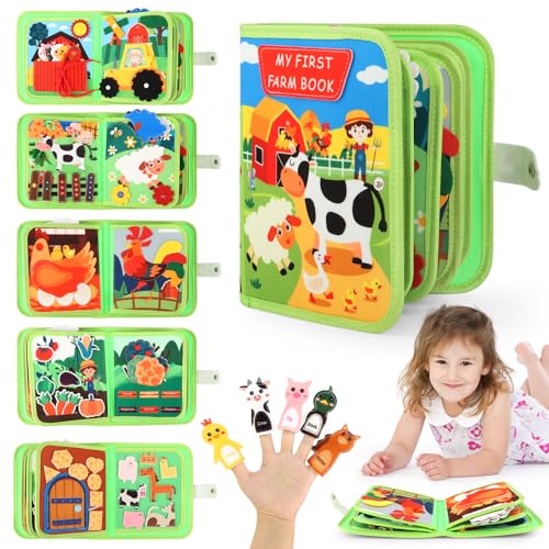 Montessori Spielzeug ab 1-3 Jahre, 20 in 1 Busy Board Weichem Filzbuch für Frühe Bildung, Quiet Book mit Bauernhof Thema, Busy Book für Autofahrten, Geschenk Spielzeug ab 1-2-3-4 Jahre Mädchen Jungen von TOSAVGA