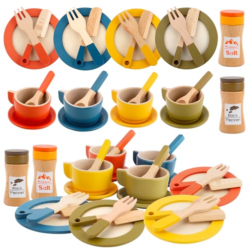 TOSAVGA 26PCS Kinder Holzgeschirr Sets, Kinderküche Zubehör, Spielküche Geschirr für Kinder, Küche Zubehör Kinder, Bildung Küche Rollenspiel Lernspielzeug für Mädchen und Jungen ab 3 Jahren TOSAVGA 26PCS Kinder Holzgeschirr Sets, Kinderküche Zubehör, Spielküche Geschirr für Kinder, Küche Zubehör Kinder, Bildung Küche Rollenspiel Lernspielzeug für Mädchen und Jungen ab 3 Jahren von TOSAVGA