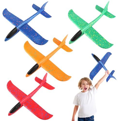 TOSAVGA 4 Stück Flugzeug Spielzeug, Styropor Flugzeuge Für Kinder, Groß Manuelles Werfen Segelflugzeug, Wurfgleiter Styroporflieger Flugzeug Styropr Kinder, Fliegende Gleiter, Flieger Styropo Kind von TOSAVGA