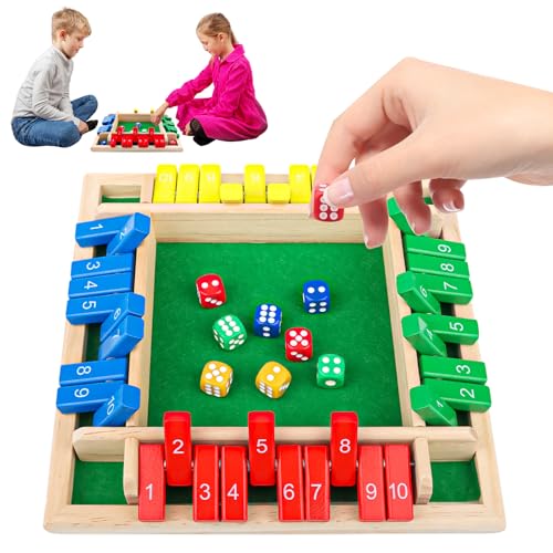 TOSAVGA Shut The Box, Shut The Box 4 Spieler, Würfelspiel aus Holz, Klassisches Holz Brettspiel mit 8 Würfe, Mathematik Lernspielzeug, Holz Klappbrett Spiel für Partys, Kinder und Erwachsene TOSAVGA Shut The Box, Shut The Box 4 Spieler, Würfelspiel aus Holz, Klassisches Holz Brettspiel mit 8 Würfe, Mathematik Lernspielzeug, Holz Klappbrett Spiel für Partys, Kinder und Erwachsene von TOSAVGA
