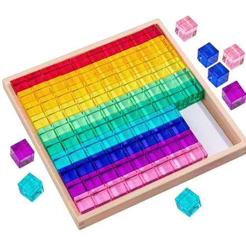 TOSPLUING Lichtbausteine Acryl Sensory Bausteine Acrylbausteine Acrylsteine Bunt Kinder Sensorik Spielzeug Acryl Würfel Bauklötze Bauspiel Stapelspielzeug(100 Stück) von TOSPLUING