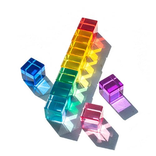TOSPLUING Lichtbausteine Acryl Sensory Bausteine Acrylbausteine Acrylsteine Bunt Kinder Sensorik Spielzeug Acryl Würfel Bauklötze Bauspiel Stapelspielzeug(20 Stück) von TOSPLUING