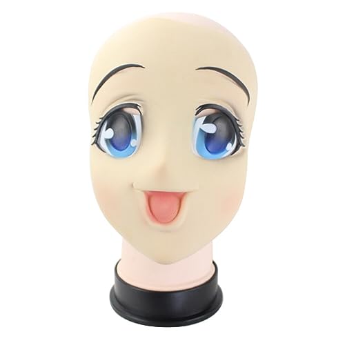 TOSSPER Karikatur Latex Gesichtsmaske Erwachsene Anime Blauäugige Mädchen Weibliche Cosplay Lustige Maske von TOSSPER