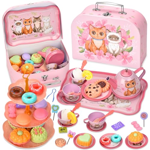 TOSUTO 54Pcs Teeservice Kinder,Teiliges Teeparty Set, Tee Spielzeug Tragekoffer, Prinzessinnen Tee Zeit Spielküchen Spielzeug mit Tassen Tellern und Zubehör für Kinder Mädchen 3 - 8 Jahren Enfants TOSUTO 54Pcs Teeservice Kinder,Teiliges Teeparty Set, Tee Spielzeug Tragekoffer, Prinzessinnen Tee Zeit Spielküchen Spielzeug mit Tassen Tellern und Zubehör für Kinder Mädchen 3 - 8 Jahren Enfants von TOSUTO