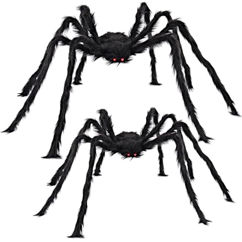 TOSUTO Halloween Deko Outdoor Spinne(2m+1.25m),Halloween Spinne Dekorationen,Riesen Spinne Halloween Deko Outdoor,Riesige Schwarze Spinne,Requisiten für Halloween,für Party,Garten,Spukhäuser von TOSUTO