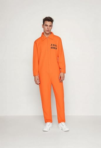 TOSZOLY Häftling Kostüm Herren Damen, Sträfling Kostüm mit Handschellen Informationstafel, Gefängnis Kostüm Orange, Gefangener Kostüm Herren Faschingskostüme, Knast Kostüm für Halloween Karneval (XL) von TOSZOLY