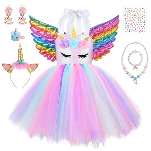 TOSZOLY Mädchen Prinzessinnen Kleid, Einhorn Prinzessin Mädchen mit Haarband und Halskette, Tutu Kleid für Kinder, Einhorn Kostüm für Geburtstag Halloween Weihnachten Karneval Cosplay Party (120) TOSZOLY Mädchen Prinzessinnen Kleid, Einhorn Prinzessin Mädchen mit Haarband und Halskette, Tutu Kleid für Kinder, Einhorn Kostüm für Geburtstag Halloween Weihnachten Karneval Cosplay Party (120) von TOSZOLY