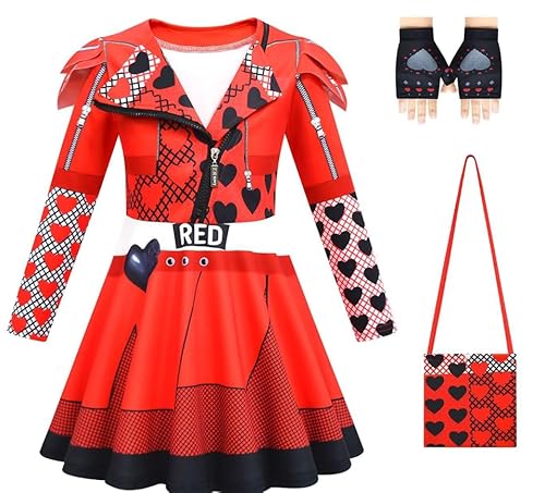 TOSZOLY Rise of Red Kostüm, Rise of Red Kleidung Es Gibt Umhängetaschen, Perücken und Handschuhe, Halloween Kostüm Mädchen Kleid für Karneval Cosplay Geschenke Mädchen(Rot, 140) von TOSZOLY