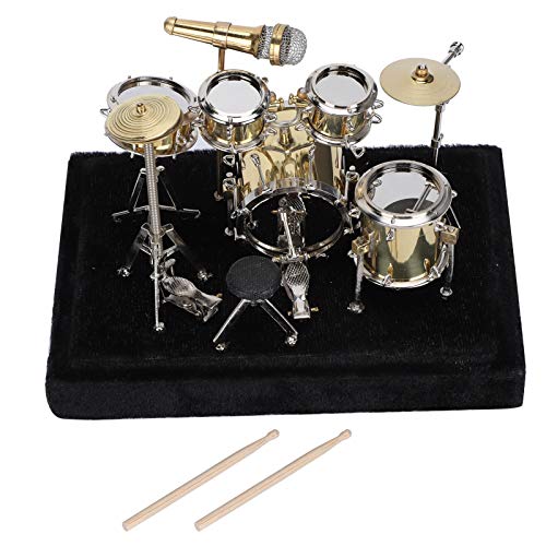 TOTITOM Miniatur-Trommel mit transparenter Abdeckung, Musikinstrumenten-Schlagzeug-Set-Modell, Miniatur-Musikinstrument-Zubehör, Musikinstrument-Modell für Geburtstagsgeschenk von TOTITOM