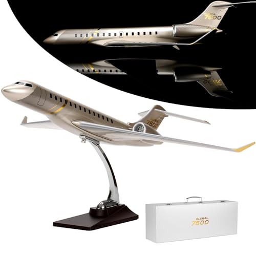 TOTLAC 1:72 Modell Eines Privatjets Bombardier Global 7500, Modellflugzeug aus Kunstharzdruckguss mit Ausstellungsständer und Geschenkbox für Luftfahrtbegeisterte zum Sammeln oder Ausstellen von TOTLAC