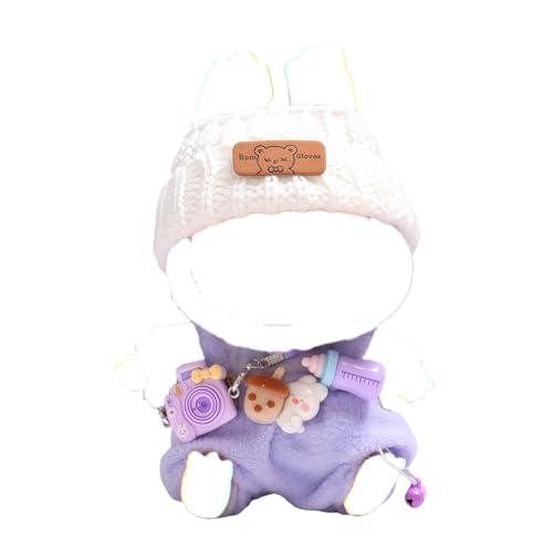 Kleidung für Labubu Puppen Zubehör, Kawaii Outfit BB Pants Set 3 Stück Geeignet für 15cm 17cm La Bubu-Puppe, Stilvolles Puppenkleidungsset Ersatz Kompatibel mit Labubu Keychain Lila (Keine Puppe) von TOU-BEGUIN