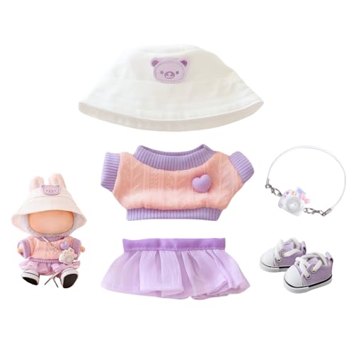 Kleidung für Labubu Puppen Zubehör, Stilvolles Kawaii Outfit Set 5 Stück Geeignet für 17cm Labubu Puppe, Puppenkleidungsset Ersatz Kleidung für Labubu Puppen Zubehör, Stilvolles Kawaii Outfit Set 5 Stück Geeignet für 17cm Labubu Puppe, Puppenkleidungsset Ersatz von TOU-BEGUIN