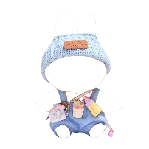 Kleidung für Puppen Zubehör, Kawaii Outfit BB Pants Set 3 Stück Geeignet für 15cm 17cm Puppe, Stilvolles Puppenkleidungsset Ersatz Blau (Keine Puppe) von TOU-BEGUIN