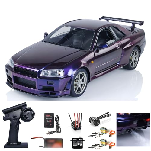 Capo Rc Rennauto 4WD R34 RTR Drift Hochgeschwindigkeitsautos Metall 1/8 4X4 mit Sound Licht Rauchsysteme Hochkonfiguration von TOUCAN RC HOBBY