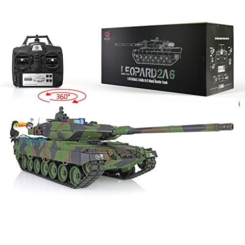 Henglong 1/16 Kunststoff Leopard2A6 RC Panzer 3889 FPV Stahlgetriebe Barrel Recoil von TOUCAN RC HOBBY