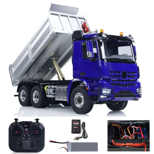 TOUCAN RC HOBBY 1/14 6X6 Metall Chassis 2025T Fernbedienung Hydraulischer Kipper RC Dumper NO Lock Achse Licht Sound Batterie Baufahrzeuge von TOUCAN RC HOBBY