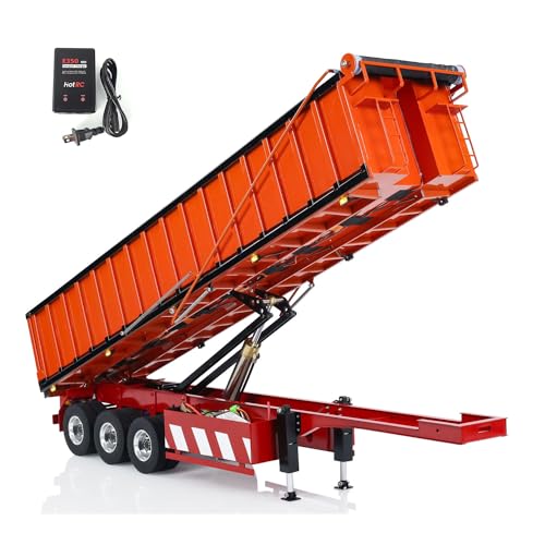 TOUCAN RC HOBBY 1/14 Metall 3 Achsen Hydraulische Dump Anhänger Elektrische Markise für RC Traktor Trucks von TOUCAN RC HOBBY
