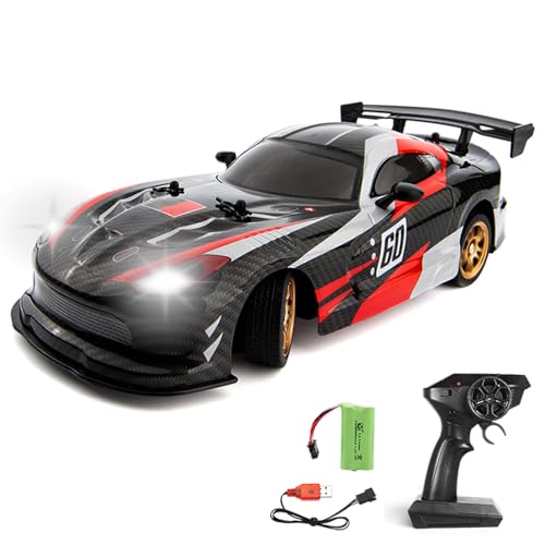 TOUCAN RC HOBBY 1/16 2,4G RC Drift Car Q116 Kabellose Steuerung 4×4 Kunststoff-Rennfahrzeug Drifter mit 370-Bürstenmotor LED-Leuchten Bereit für den Einsatz im Freien von TOUCAN RC HOBBY