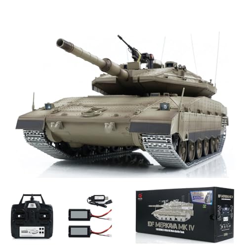 TOUCAN RC HOBBY 1/16 RC Panzer Heng Long Merkava MK IV 3958 Ferngesteuerter Kampfpanzer Verbesserte Metallkettenräder Rauch BB-Schießen Doppelbatterie Outdoor von TOUCAN RC HOBBY