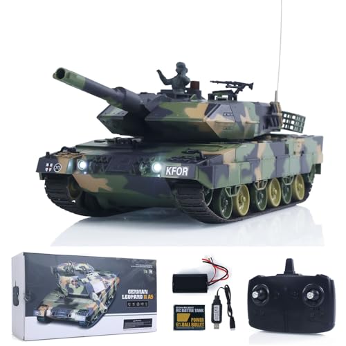 TOUCAN RC HOBBY 1/24 HengLong 3809 2.4GHz RC Panzer Leopard 2 A5 Fernbedienung Battle Tank Modell BB Infrarot Battle Spray Wasser Batterie Radio von TOUCAN RC HOBBY