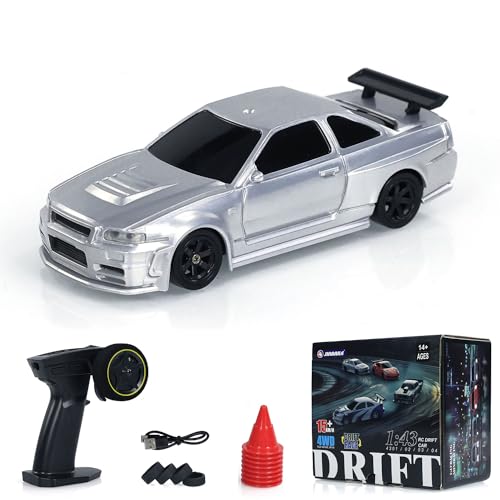 TOUCAN RC HOBBY 1:43 Ready to Run Drift Race Car Ferngesteuertes Spielzeugauto Allradreifen Verkehrsleitkegel Modell für Outdoor-Enthusiasten von TOUCAN RC HOBBY