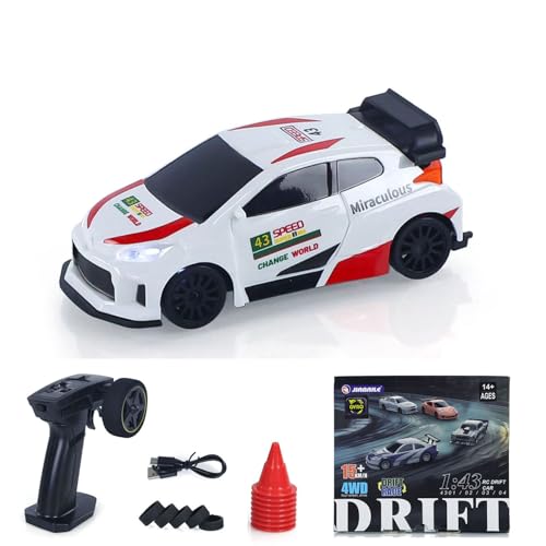 TOUCAN RC HOBBY 2,4 GHz 1/43 RC Drift Car Hochgeschwindigkeits-Allrad-Rennfahrzeuge RTR Mini-Auto Spielzeugmodell Funkbatterie Lichter Gyroskop Modell für Outdoor-Enthusiasten von TOUCAN RC HOBBY