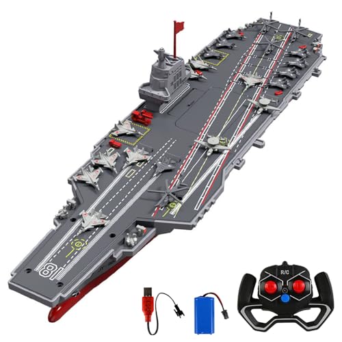 TOUCAN RC HOBBY 2,4 GHz RC-Hochgeschwindigkeitsboot, ferngesteuertes Flugzeugträger-Kriegsschiff S19, elektrisches Wasserspielzeug, RTR-Akku, Doppelmotor, USB-Aufladung, Outdoor von TOUCAN RC HOBBY
