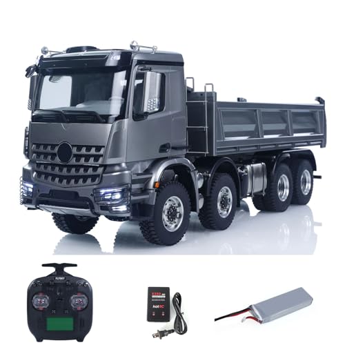 TOUCAN RC HOBBY 26,4 Zoll Metallchassis 1/14 RC Hydraulischer Muldenkipper 2-Gang-Fernbedienungskipper 3363 Achssperren Fließendes Wasser Licht Batterie Outdoor von TOUCAN RC HOBBY