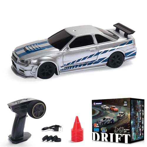 TOUCAN RC HOBBY 4304A 2.4GHz 1:43 RC Drift Car 4WD Hochgeschwindigkeits Rennfahrzeuge RTR Mini Auto Spielzeugmodell Radio Batterie Lichter Gyroskop von TOUCAN RC HOBBY