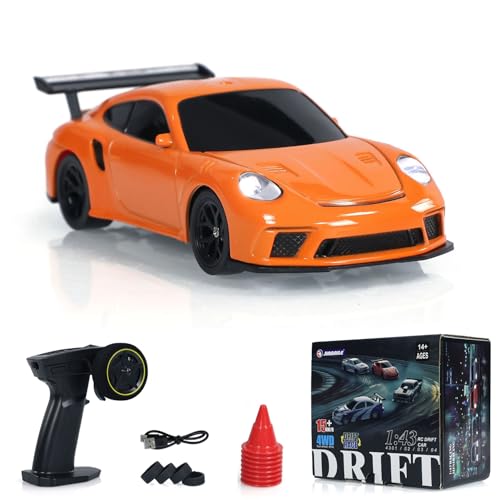 TOUCAN RC HOBBY Fernbedienung Mini Drift Car 1:43 Rennauto Spielzeug Radio Lichter Verkehrssicherheitskegel Outdoor-Enthusiasten Modell von TOUCAN RC HOBBY