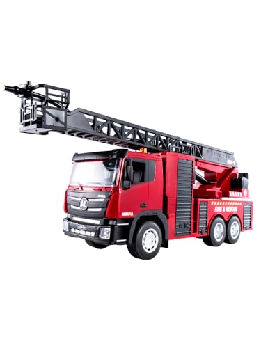TOUCAN RC HOBBY HUINA 1361 1/18 RC Antennenleiter Feuerwehrauto 9CH Fernbedienung Spray Auto Modell von TOUCAN RC HOBBY