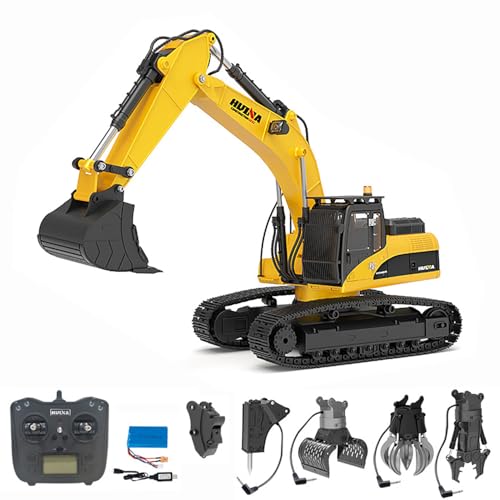 TOUCAN RC HOBBY HUINA Neues Upgrade 580 1/14 Metallbagger für Erwachsene, Modellbaufahrzeug, elektrischer Ballgreifer, 360° drehbare Scherklaue, Ton und Lichter von TOUCAN RC HOBBY
