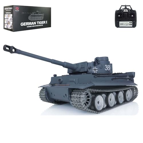 TOUCAN RC HOBBY Henglong 1/16 7.0 Tiger I RTR RC-Panzer 3818 mit Laufrückstoß, Metallketten, Räder, Modell für Outdoor-Enthusiasten von TOUCAN RC HOBBY