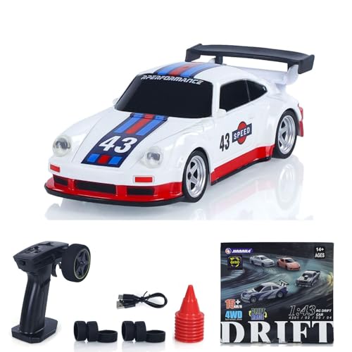 TOUCAN RC HOBBY Hochgeschwindigkeits 2.4G Mini RC Drift Car 1:43 Rennfahrzeuge Gyroskop 4WD Bereit zum Fahren Mini-Auto Spielzeug Radio Batterie Lichter Modell von TOUCAN RC HOBBY