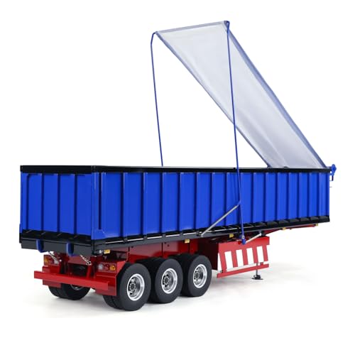 TOUCAN RC HOBBY Metall 1/14 3 Achsen Hydraulischer Dumper Anhänger Elektrische Markisenbeine RC Traktor Truck von TOUCAN RC HOBBY