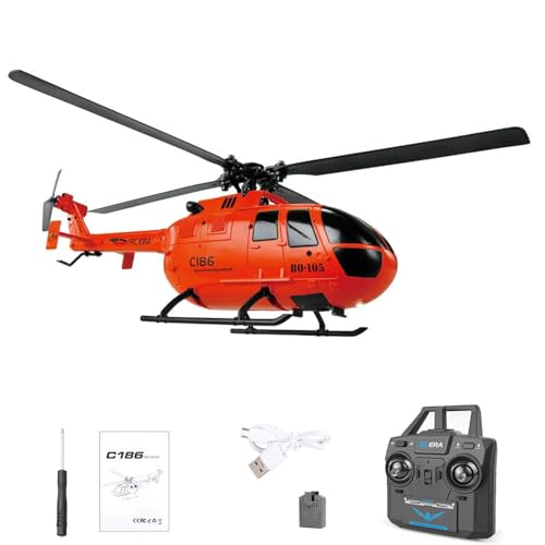 TOUCAN RC HOBBY PLA RC ERA 1/48 RC Hubschrauber C186 Ferngesteuertes Flugzeug BO105 3-Gang-Motor Stallschutz Gyroskop Outdoor-Spielzeug für Erwachsene Für Hobby von TOUCAN RC HOBBY